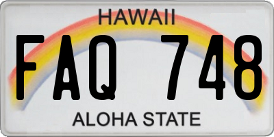 HI license plate FAQ748