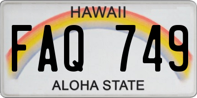 HI license plate FAQ749