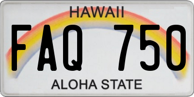 HI license plate FAQ750