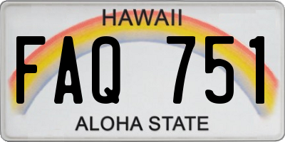 HI license plate FAQ751
