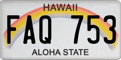 HI license plate FAQ753