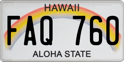 HI license plate FAQ760