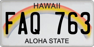 HI license plate FAQ763