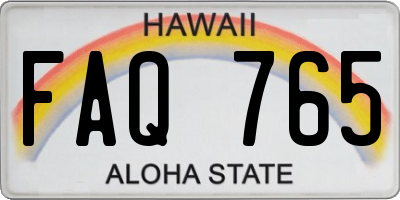 HI license plate FAQ765