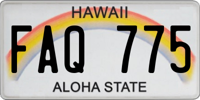 HI license plate FAQ775