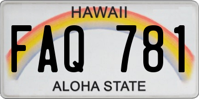 HI license plate FAQ781
