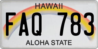 HI license plate FAQ783