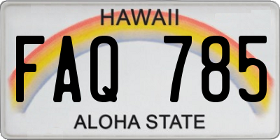 HI license plate FAQ785