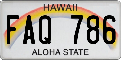 HI license plate FAQ786