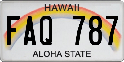HI license plate FAQ787