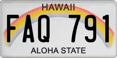 HI license plate FAQ791
