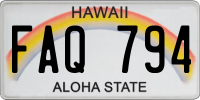 HI license plate FAQ794