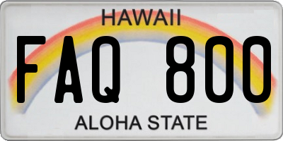 HI license plate FAQ800