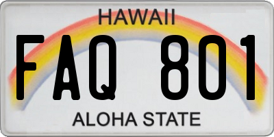 HI license plate FAQ801