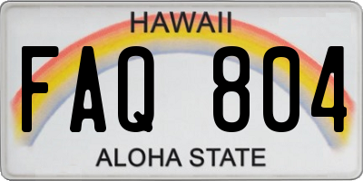 HI license plate FAQ804