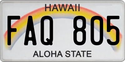 HI license plate FAQ805