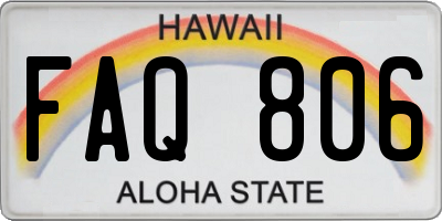 HI license plate FAQ806