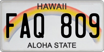 HI license plate FAQ809