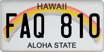 HI license plate FAQ810
