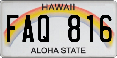 HI license plate FAQ816