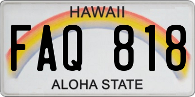 HI license plate FAQ818