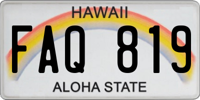 HI license plate FAQ819