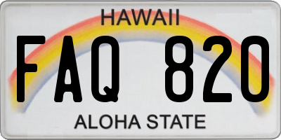 HI license plate FAQ820