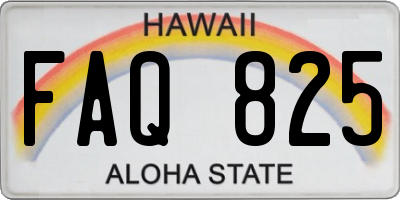 HI license plate FAQ825