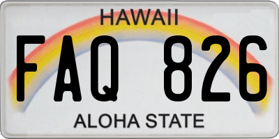 HI license plate FAQ826
