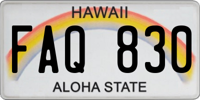 HI license plate FAQ830