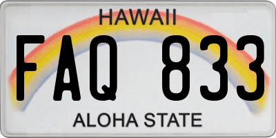 HI license plate FAQ833