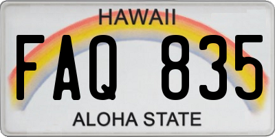 HI license plate FAQ835
