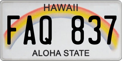 HI license plate FAQ837