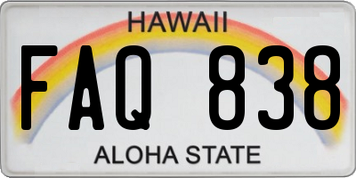 HI license plate FAQ838