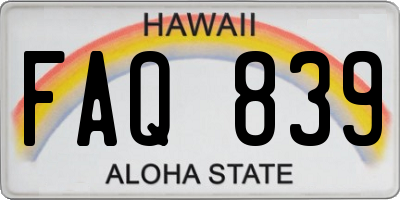 HI license plate FAQ839