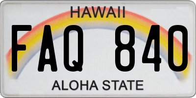 HI license plate FAQ840