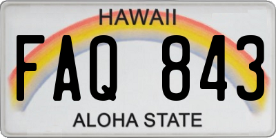 HI license plate FAQ843