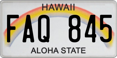 HI license plate FAQ845