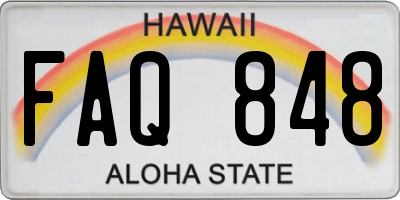 HI license plate FAQ848