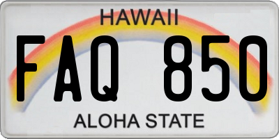 HI license plate FAQ850