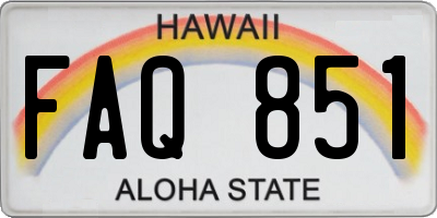 HI license plate FAQ851