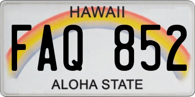 HI license plate FAQ852