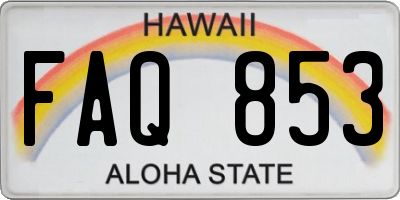 HI license plate FAQ853