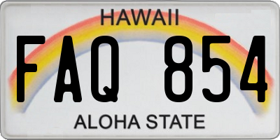 HI license plate FAQ854