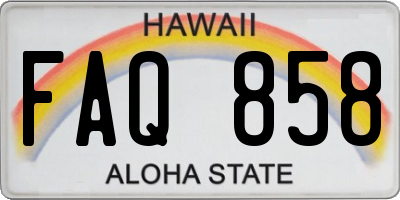 HI license plate FAQ858