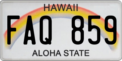 HI license plate FAQ859