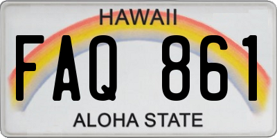 HI license plate FAQ861