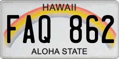 HI license plate FAQ862