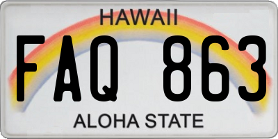 HI license plate FAQ863
