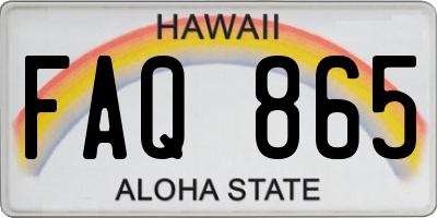 HI license plate FAQ865